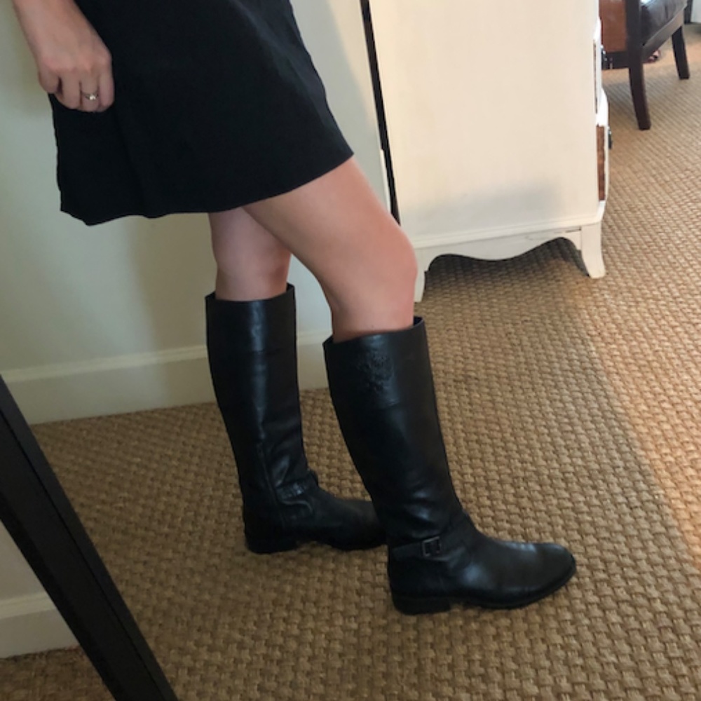 Vince Camuto Black Leather Knee High Boots
